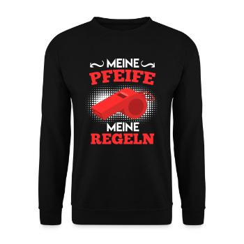 Meine Pfeife meine Regeln Schiedsrichter - Unisex Pullover - Schwarz - Vorne - Alina (178cm) & Michal (187cm)