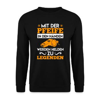 Mit der Pfeife in den Händen - Unisex Pullover - Schwarz - Vorne - Alina (178cm) & Michal (187cm)