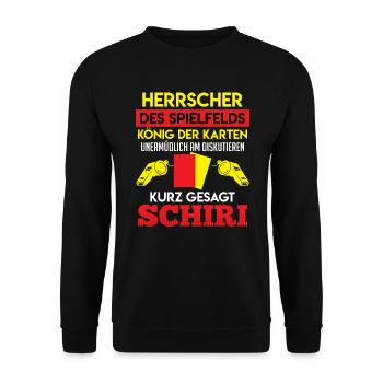 Schiri Herrscher des Spielfelds König - Unisex Pullover - Schwarz - Vorne - Alina (178cm) & Michal (187cm)
