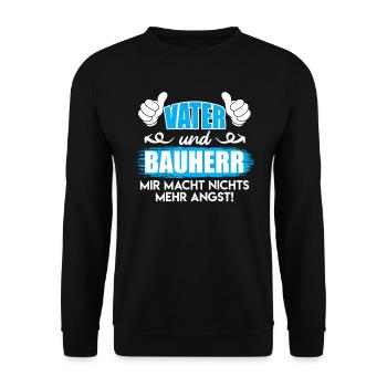 Vater und Bauherr Papa Eigenheim - Unisex Pullover - Schwarz - Vorne - Alina (178cm) & Michal (187cm)