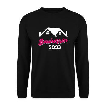 Bauherrin 2023 Eigenheim Tiny House Richtfest - Unisex Pullover - Schwarz - Vorne - Alina (178cm) & Michal (187cm)