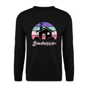 Eigenheim Bauherrin - Unisex Pullover - Schwarz - Vorne - Alina (178cm) & Michal (187cm)