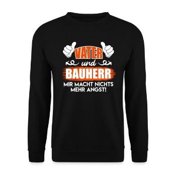 Vater und Bauherr Papa Eigenheim - Unisex Pullover - Schwarz - Vorne - Alina (178cm) & Michal (187cm)