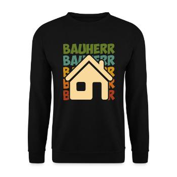 Vintage Bauherr Bauherrin Eigenheim - Unisex Pullover - Schwarz - Vorne - Alina (178cm) & Michal (187cm)