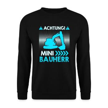 Achtung Bauleiter Bauherr Kinder - Unisex Pullover - Schwarz - Vorne - Alina (178cm) & Michal (187cm)