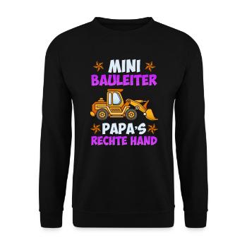 Eigenheim Kinder Spruch Bauleiter - Unisex Pullover - Schwarz - Vorne - Alina (178cm) & Michal (187cm)