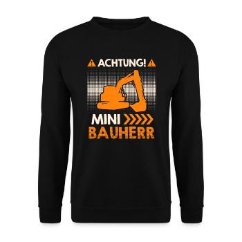 Achtung Bauleiter Bauherr Kinder - Unisex Pullover - Schwarz - Vorne - Alina (178cm) & Michal (187cm)