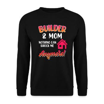 Bauherrin und Mama Eigenheim - Unisex Pullover - Schwarz - Vorne - Alina (178cm) & Michal (187cm)