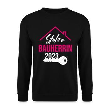 Stolze Bauherrin 2023 - Unisex Pullover - Schwarz - Vorne - Alina (178cm) & Michal (187cm)