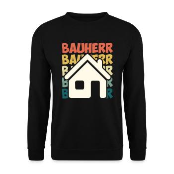 Vintage Bauherr Bauherrin Eigenheim - Unisex Pullover - Schwarz - Vorne - Alina (178cm) & Michal (187cm)