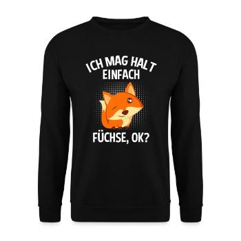 Ich mag halt einfach Füchse, ok? Kinder Fuchs - Unisex Pullover - Schwarz - Vorne - Alina (178cm) & Michal (187cm)