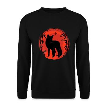 Kitesune japanischer Fuchs Fuchsjagd - Unisex Pullover - Schwarz - Vorne - Alina (178cm) & Michal (187cm)