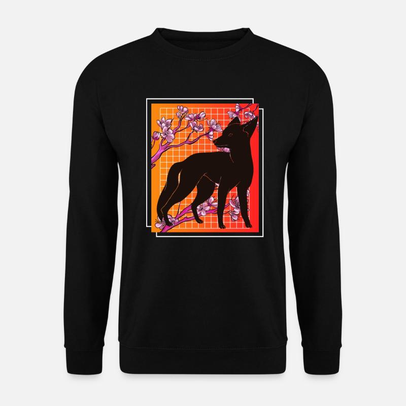 Kiteune japanischer Fuchs - Unisex Pullover - Schwarz