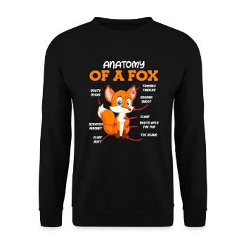 Anatomie eines Fuches Fuchs Kinder - Unisex Pullover - Schwarz - Vorne - Alina (178cm) & Michal (187cm)
