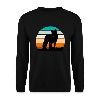 Vintage Fuchs Jäger Jagd - Unisex Pullover - Schwarz - Vorne - Alina (178cm) & Michal (187cm)