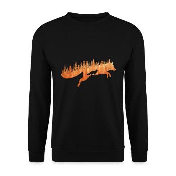 Fox Silhouette Fox Forest Hunter - Unisex Sweatshirt - black - Front - Alina (178cm) & Michal (187cm)
