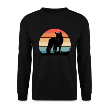 Vintage Fuchs Jäger Jagd - Unisex Pullover - Schwarz - Vorne - Alina (178cm) & Michal (187cm)