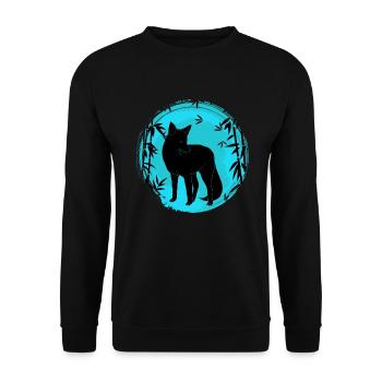 Kitesune japanischer Fuchs Fuchsjagd - Unisex Pullover - Schwarz - Vorne - Alina (178cm) & Michal (187cm)
