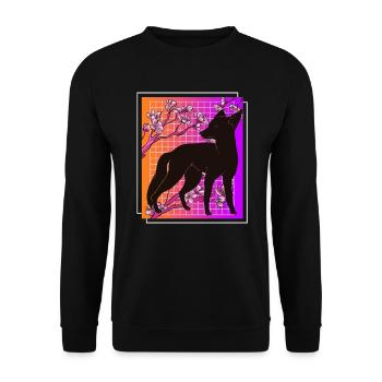Kiteune japanischer Fuchs - Unisex Pullover - Schwarz - Vorne - Alina (178cm) & Michal (187cm)