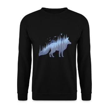 Fox Silhouette Fox Forest Hunter - Unisex Sweatshirt - black - Front - Alina (178cm) & Michal (187cm)