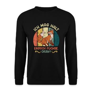 Ich mag halt einfach Füchse ok? Fuchs - Unisex Pullover - Schwarz - Vorne - Alina (178cm) & Michal (187cm)