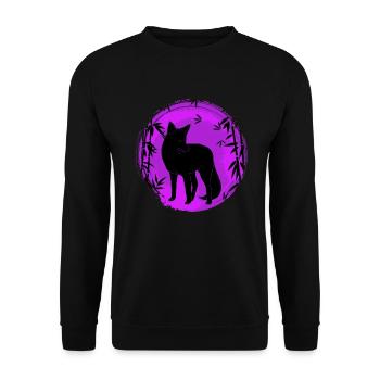 Kitesune japanischer Fuchs Fuchsjagd - Unisex Pullover - Schwarz - Vorne - Alina (178cm) & Michal (187cm)