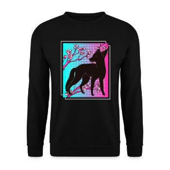 Kiteune japanischer Fuchs - Unisex Pullover - Schwarz - Vorne - Alina (178cm) & Michal (187cm)