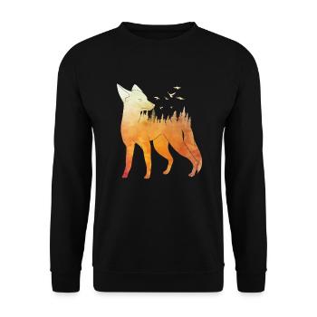 Fox Forest Design Fox Hunter Hunting - Unisex Sweatshirt - black - Front - Alina (178cm) & Michal (187cm)