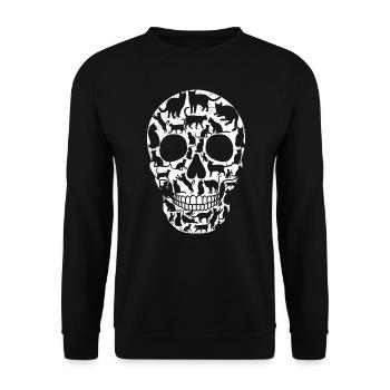 Crâne de chat Halloween - Sweat-shirt Unisexe - noir - Devant - Alina (178cm) & Michal (187cm)