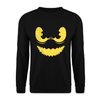 Grusel Maske Halloween - Unisex Pullover - Schwarz - Vorne - Alina (178cm) & Michal (187cm)