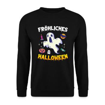 Happy Halloween Geist - Unisex Pullover - Schwarz - Vorne - Alina (178cm) & Michal (187cm)