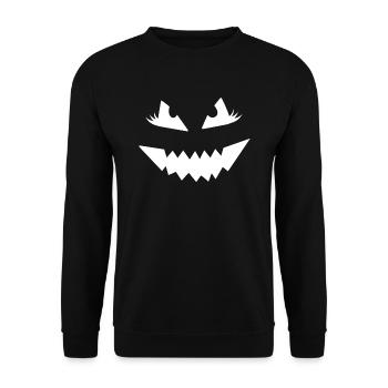 Grusel Maske Halloween - Unisex Pullover - Schwarz - Vorne - Alina (178cm) & Michal (187cm)