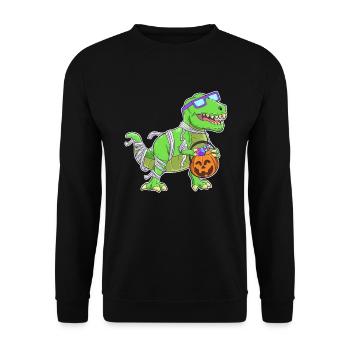 Dinosaur Halloween Mummy - Unisex Sweatshirt - black - Front - Alina (178cm) & Michal (187cm)