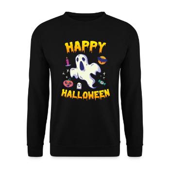 Happy Halloween Ghost - Unisex Sweatshirt - black - Front - Alina (178cm) & Michal (187cm)