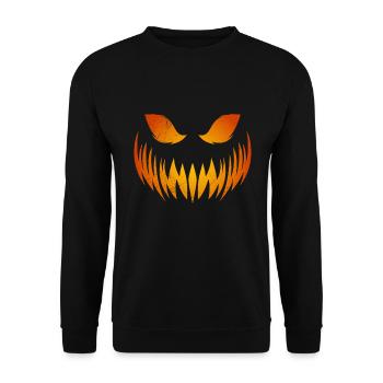 Creepy Pumpkin Mask Halloween - Unisex Sweatshirt - black - Front - Alina (178cm) & Michal (187cm)
