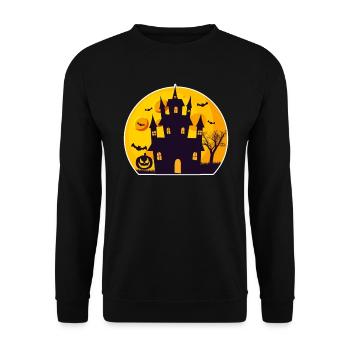 Grusel Schloss Halloween - Unisex Pullover - Schwarz - Vorne - Alina (178cm) & Michal (187cm)