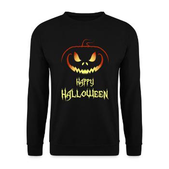 Pumpkin Mask Halloween - Unisex Sweatshirt - black - Front - Alina (178cm) & Michal (187cm)