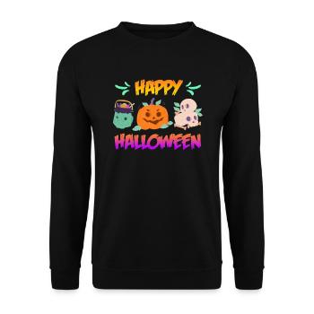 Happy Halloween - Unisex Pullover - Schwarz - Vorne - Alina (178cm) & Michal (187cm)