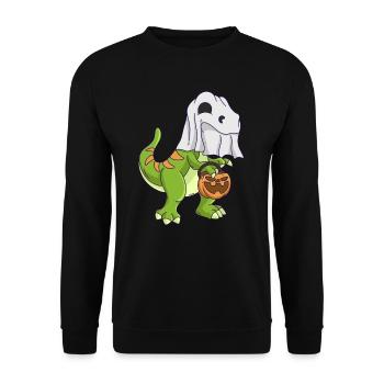 Dinosaur Halloween Ghost - Unisex Sweatshirt - black - Front - Alina (178cm) & Michal (187cm)