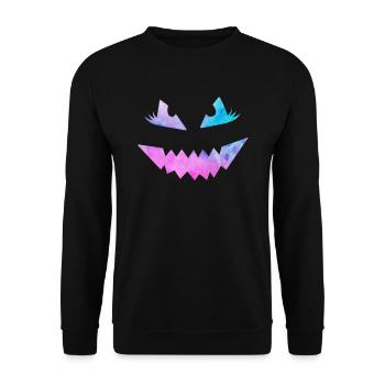 Grusel Maske Halloween - Unisex Pullover - Schwarz - Vorne - Alina (178cm) & Michal (187cm)