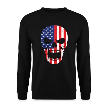 USA Halloween Skull - Unisex Sweatshirt - black - Front - Alina (178cm) & Michal (187cm)