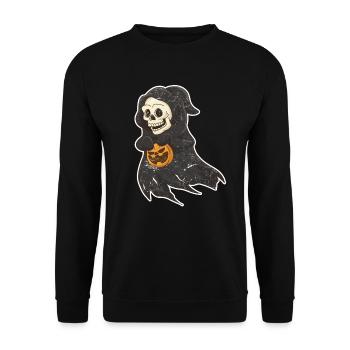 Bone Face Halloween Witch - Unisex Sweatshirt - black - Front - Alina (178cm) & Michal (187cm)