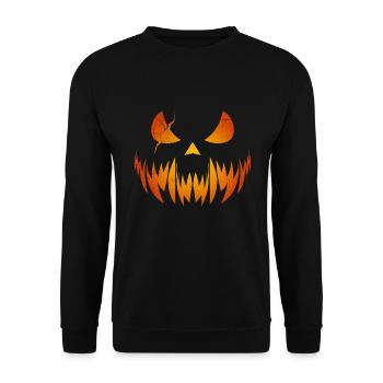 Creepy Pumpkin Mask Halloween - Unisex Sweatshirt - black - Front - Alina (178cm) & Michal (187cm)