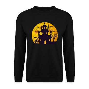 Grusel Schloss Halloween - Unisex Pullover - Schwarz - Vorne - Alina (178cm) & Michal (187cm)