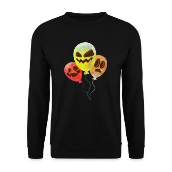 Kürbis Maske Halloween Ballon - Unisex Pullover - Schwarz - Vorne - Alina (178cm) & Michal (187cm)