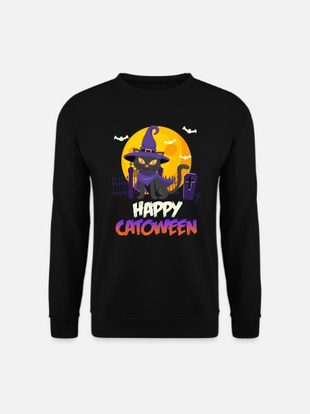Catoween Happy Katzen Halloween - Unisex Pullover - Schwarz