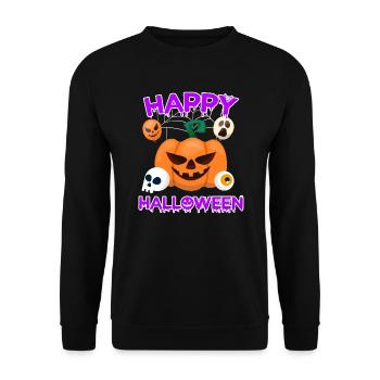 Fröhliches gruseliges Halloween - Unisex Pullover - Schwarz - Vorne - Alina (178cm) & Michal (187cm)