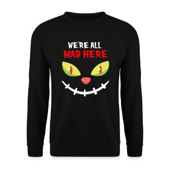 Grinsekatze Halloween Katze - Unisex Pullover - Schwarz - Vorne - Alina (178cm) & Michal (187cm)