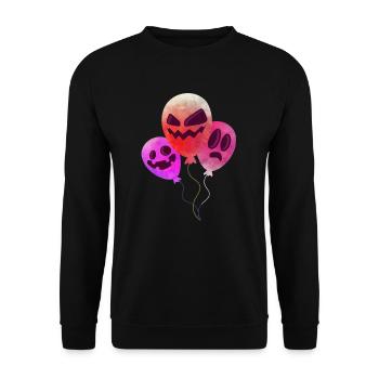 Kürbis Maske Halloween Ballon - Unisex Pullover - Schwarz - Vorne - Alina (178cm) & Michal (187cm)
