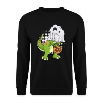 Dinosaur Halloween Ghost - Unisex Sweatshirt - black - Front - Alina (178cm) & Michal (187cm)